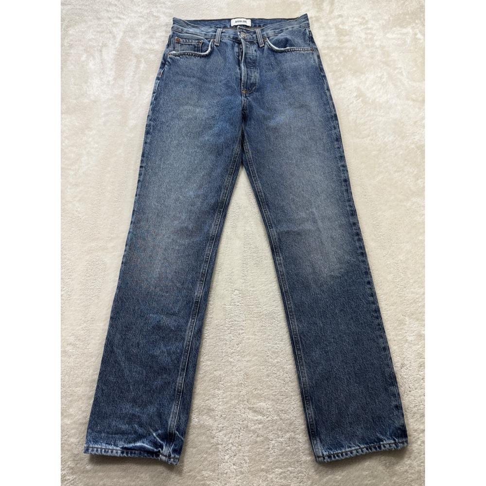 Agolde Womens Lana High Rise Straight Leg Blue Denim Jeans 24 Meas: 27x30